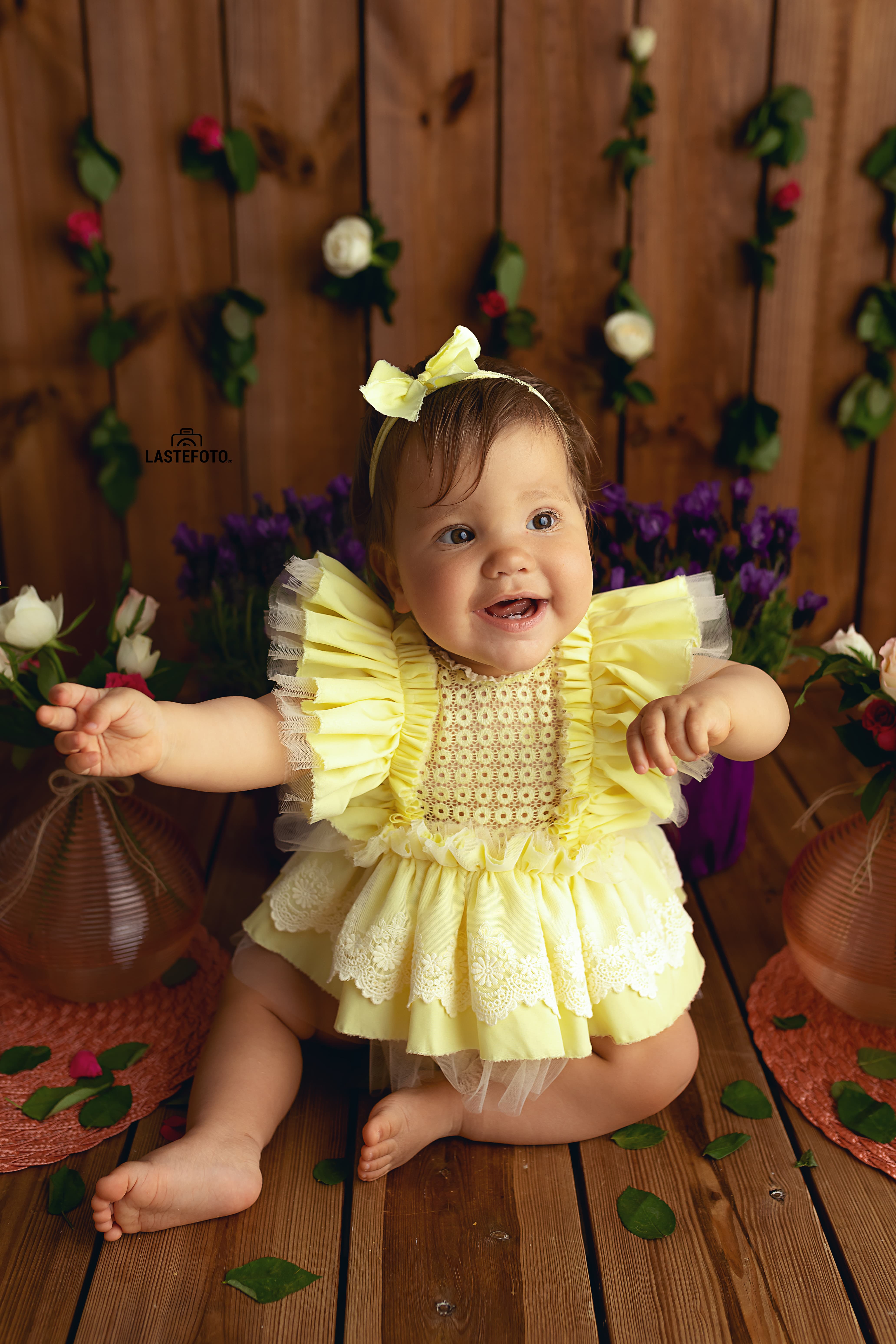 Baby photo shoot with flowers